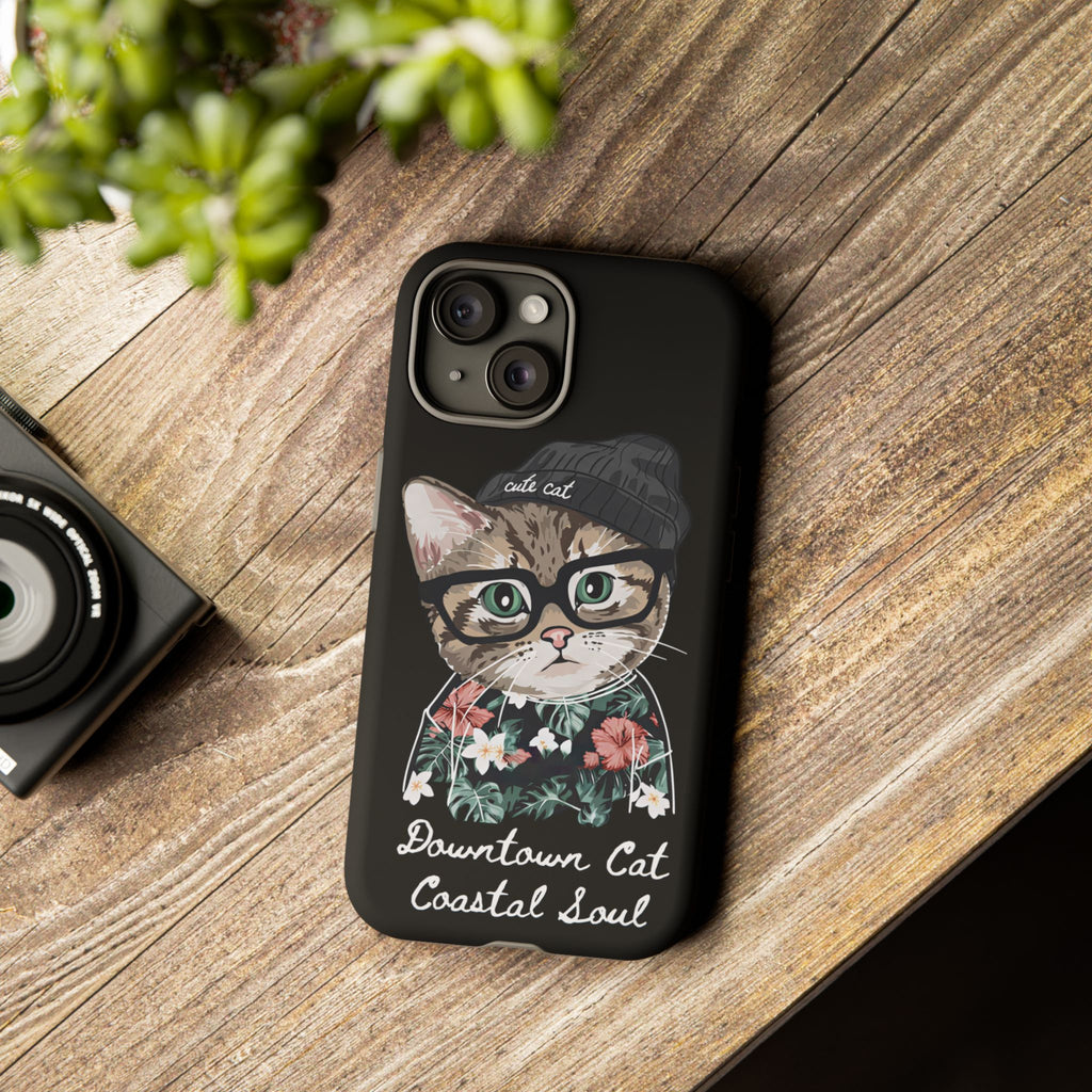 Downtown Cat Coastal Soul Hard Phone Case | Cute Cat Protective Case for iPhone, Samsung & Google Pixel | Gift for friends