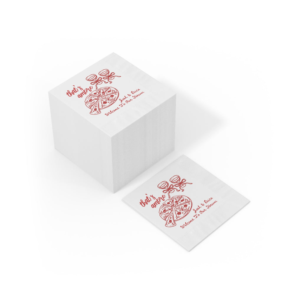 Elegant personalized cocktail napkin for an Italian wedding, ideal for espresso bars, dessert tables, and signature drink stations.