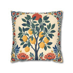 Mediterranean Lemon Tree Faux Suede Cushion Cover + Insert | Double-Sided Coastal Decorative Pillow | Amalfi Lemon Tree Cushion
