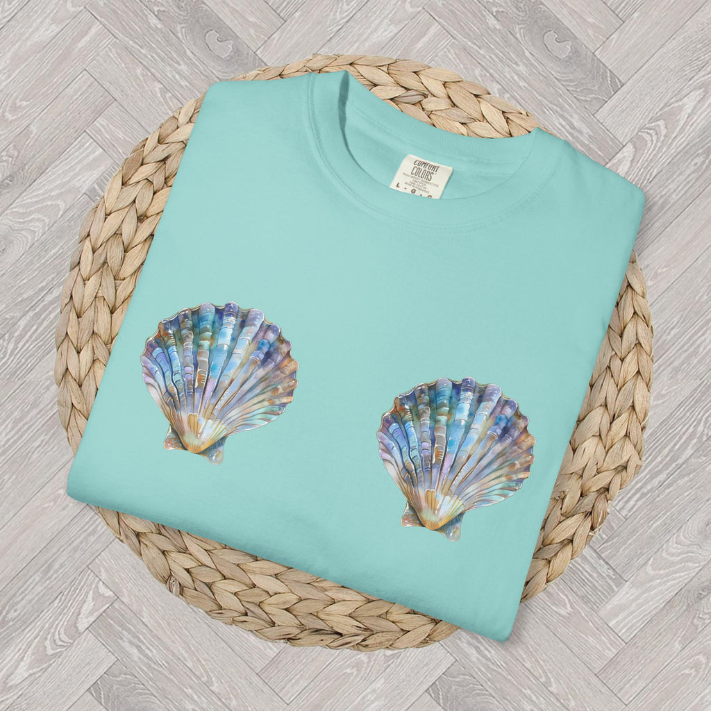 Seashell Bra T-Shirt | Cute Mermaid Beach Shirt | Ocean Style Tee | Summer Vacation Graphic T-shirt for Women