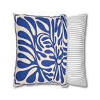Blue Mediterranean Abstract Faux Suede Cushion | Modern Abstract Mediterranean Decorative Throw Pillow | Coastal Home Décor Pillow