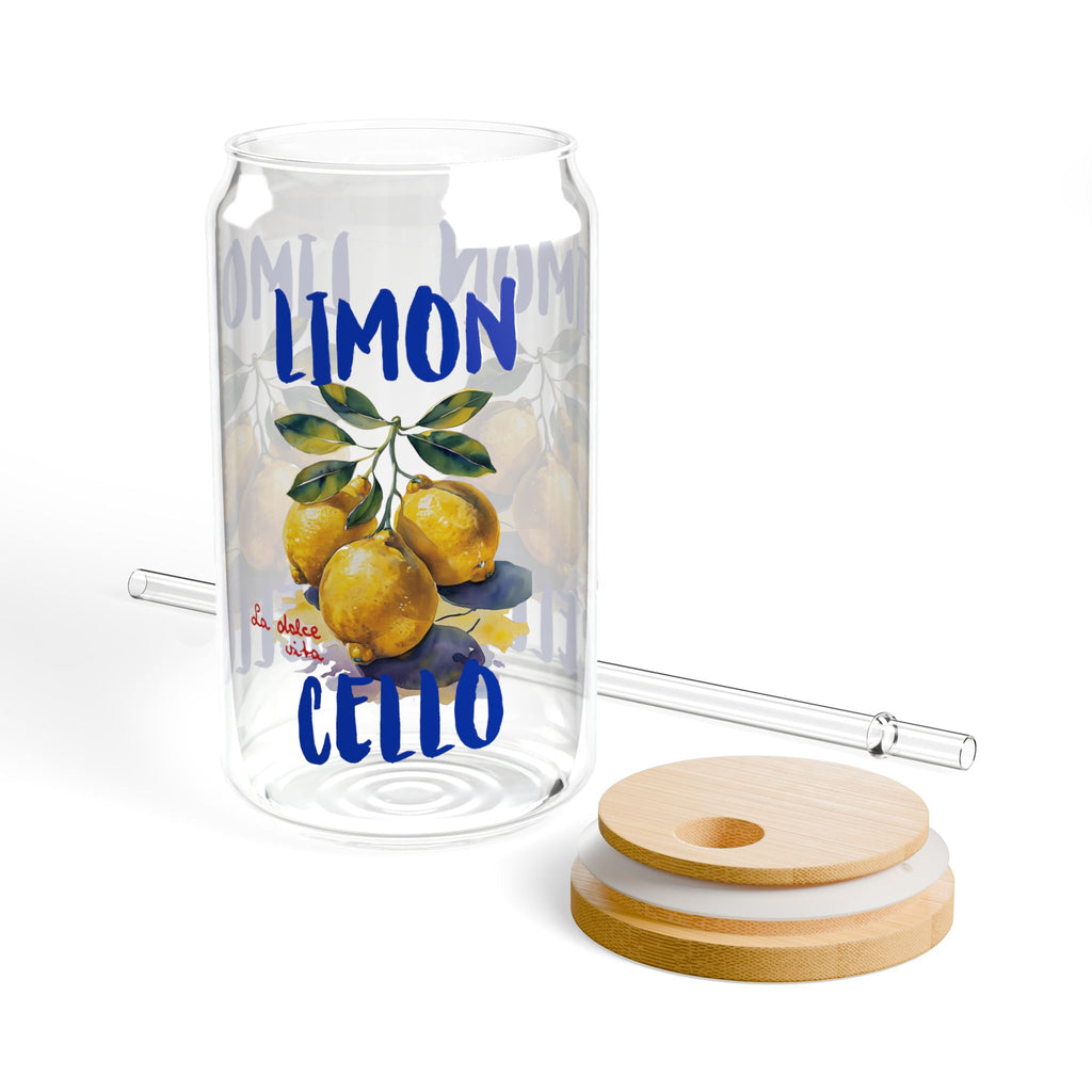 REBBELLA Limoncello glass coffee cup with optional straw, stylish summer drinkware gift for women