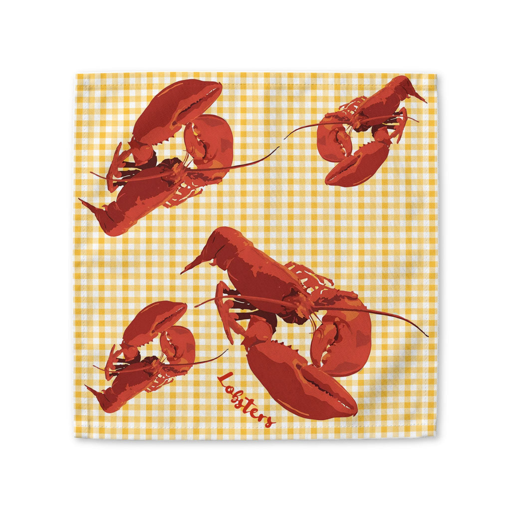 Cotton lobster napkin available in 10x10 inch and 22x22 inch sizes displayed for formal dinners and everyday use
