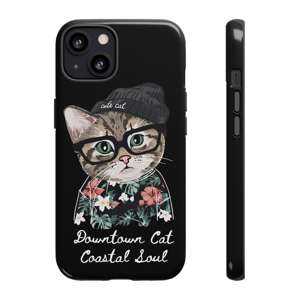 Downtown Cat Coastal Soul Hard Phone Case | Cute Cat Protective Case for iPhone, Samsung & Google Pixel | Gift for friends