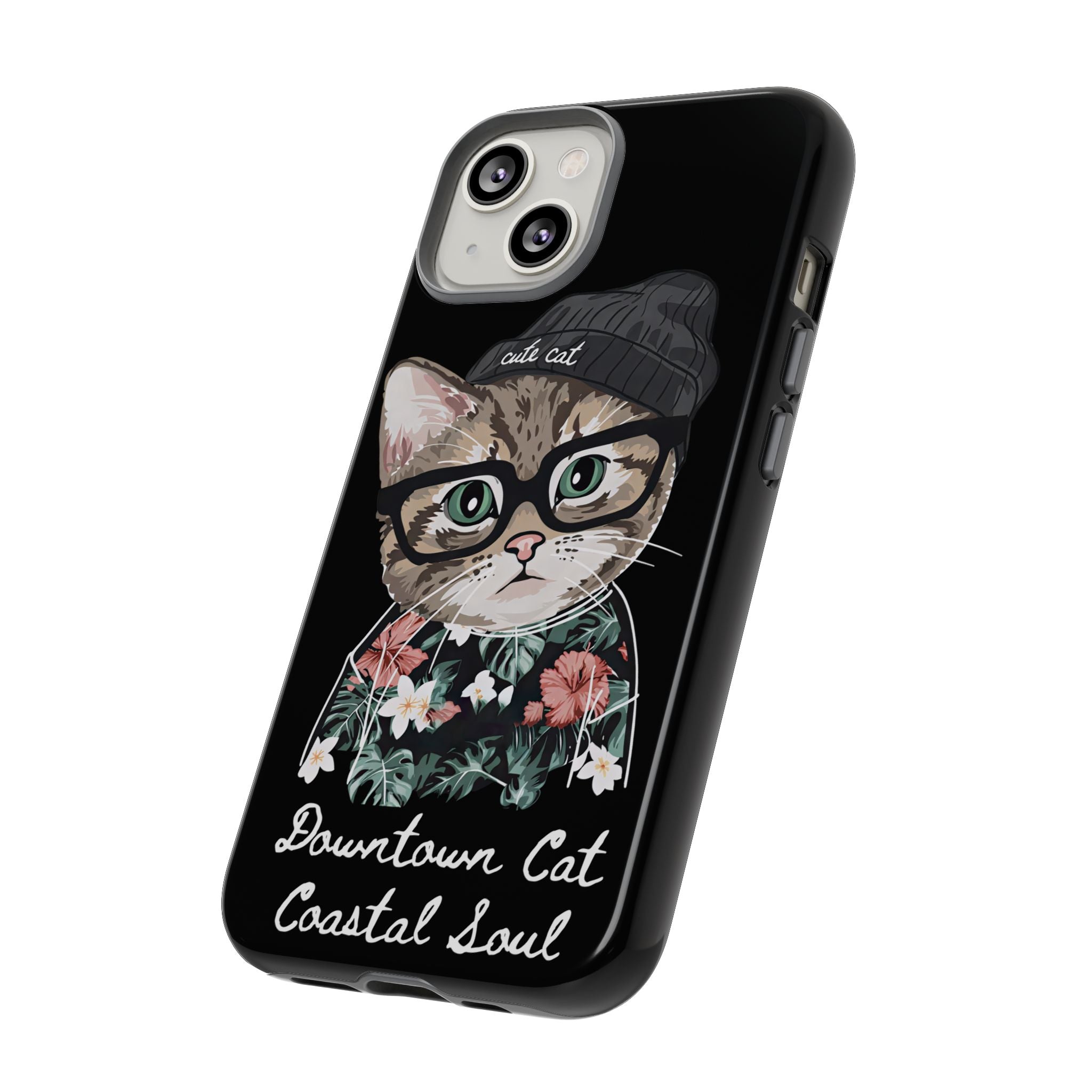 Downtown Cat Coastal Soul Hard Phone Case | Cute Cat Protective Case for iPhone, Samsung & Google Pixel | Gift for friends