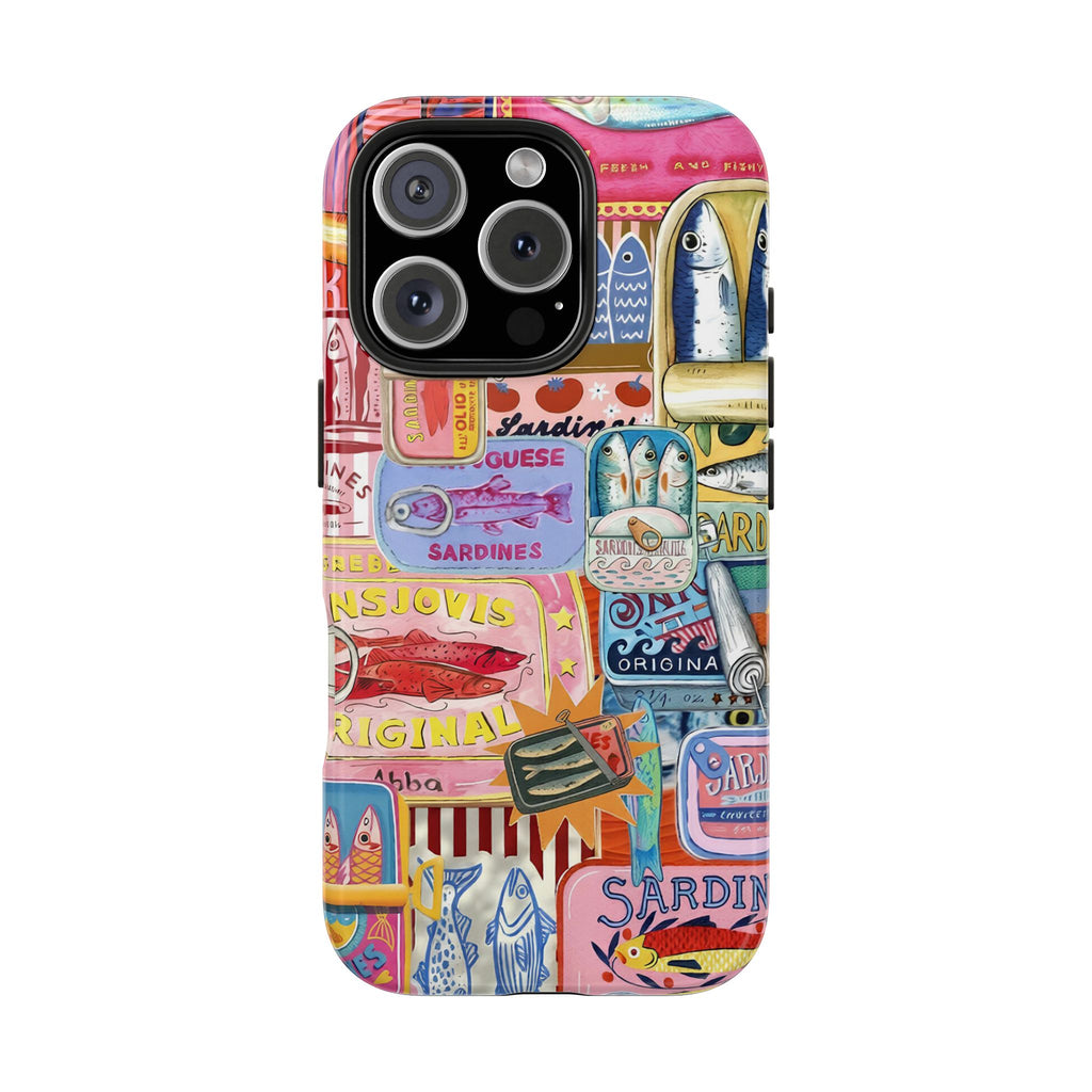 Sardines Fisherman Aesthetic Phone Case – Colorful Mediterranean Cover for iPhone & Samsung | Coastal Summer Sardine Illustration