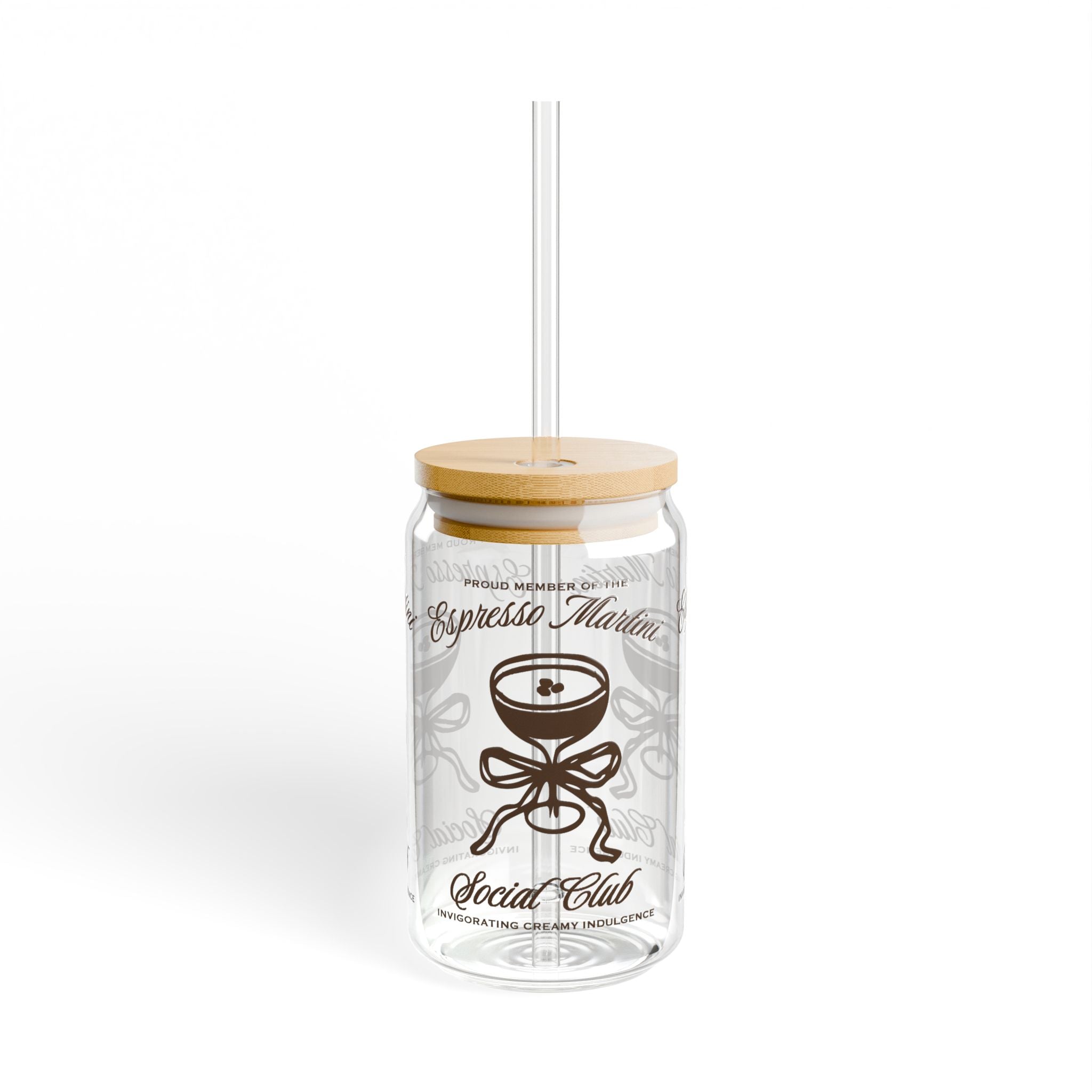 Espresso Martini Social Club Glass Sipper Cup – 16oz Iced Coffee Glass with Straw | Coquette Cocktail Lover Gift | Home Bar & Bachelorette Drinkware