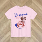 Le Weekend Shirt | Coffee Tee | Croissant Graphic Tee | Vintage Aesthetic | Retro French T-Shirt for Women