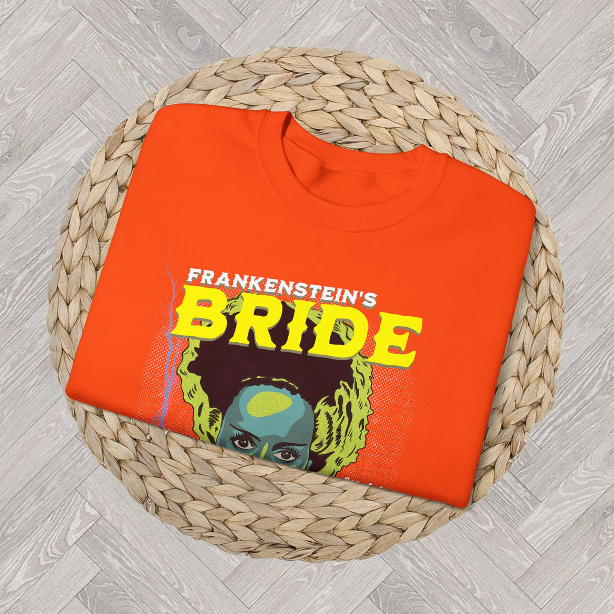 Bride of Frankenstein Sweatshirt | Colorful Pop Art Halloween Crewneck