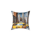 New York City Taxi Pillowcase – 18"x18", 20"x20", 24"x24", 26"x26", 100% Polyester Canvas, Double-Sided Print