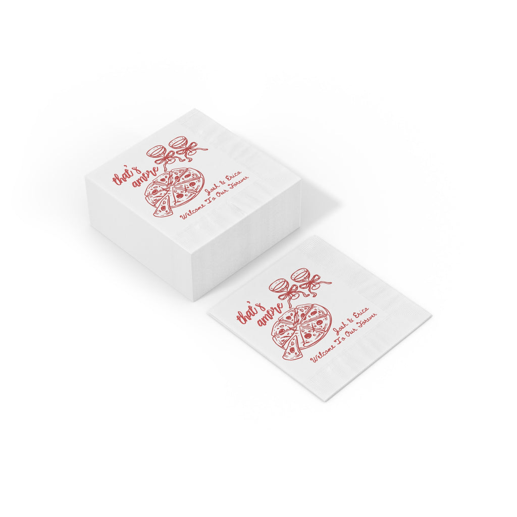 Custom paper wedding napkin featuring Welcome to Our Forever artwork, available in beverage and luncheon sizes.