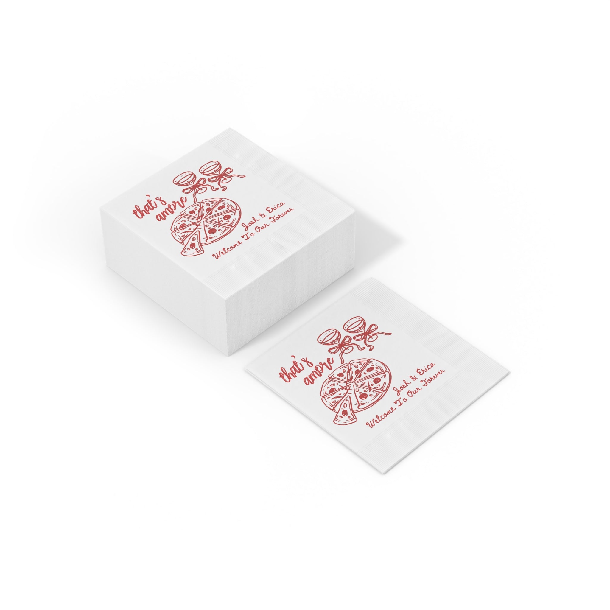 Custom paper wedding napkin featuring Welcome to Our Forever artwork, available in beverage and luncheon sizes.