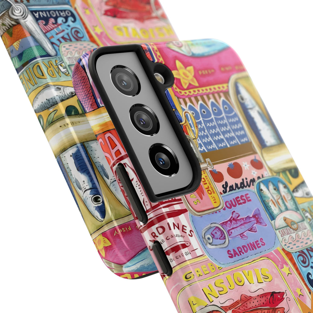 Sardines Fisherman Aesthetic Phone Case – Colorful Mediterranean Cover for iPhone & Samsung | Coastal Summer Sardine Illustration