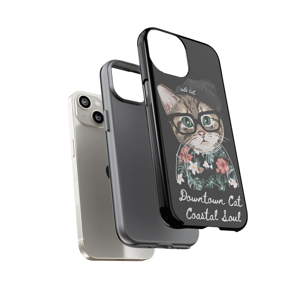 Downtown Cat Coastal Soul Hard Phone Case | Cute Cat Protective Case for iPhone, Samsung & Google Pixel | Gift for friends