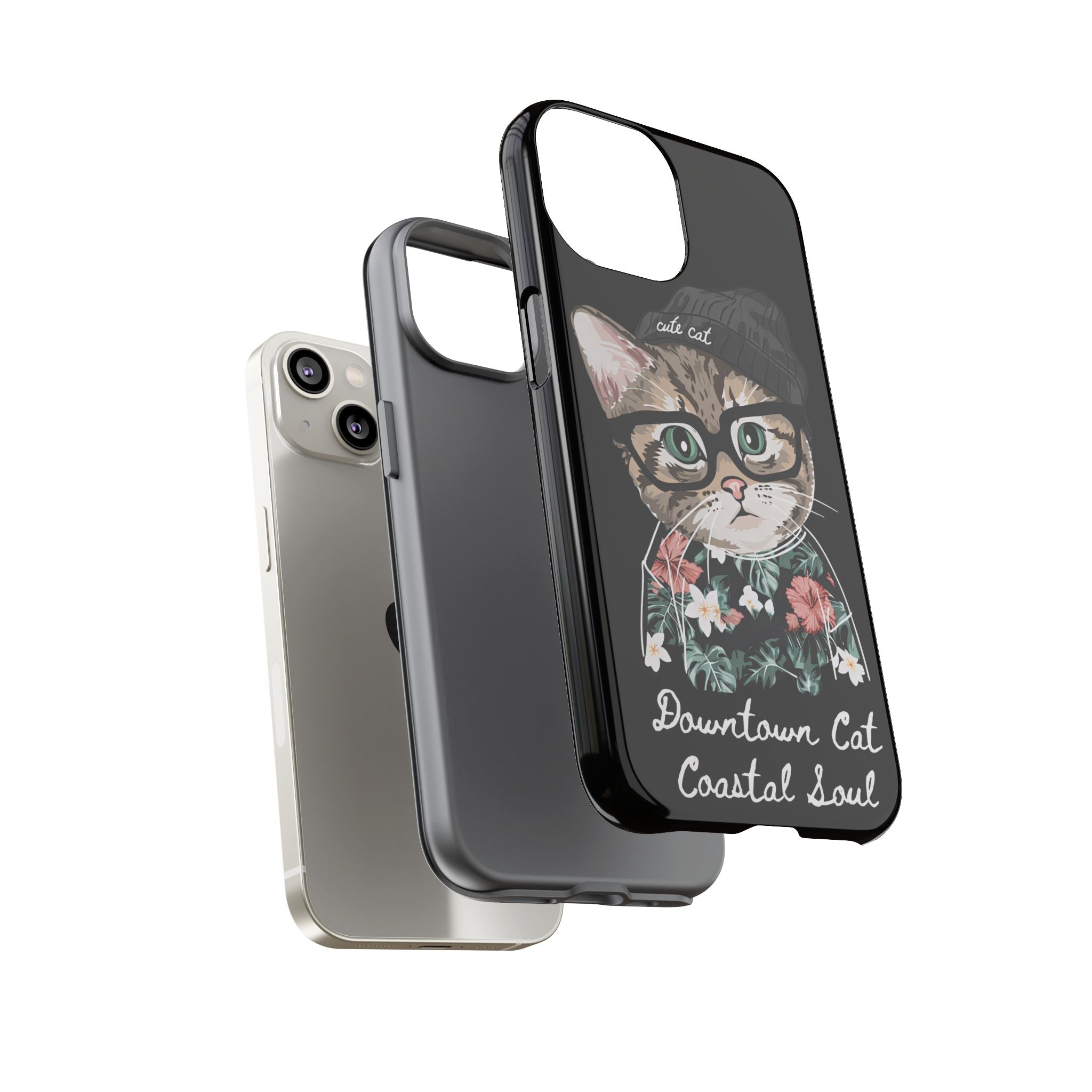 Downtown Cat Coastal Soul Hard Phone Case | Cute Cat Protective Case for iPhone, Samsung & Google Pixel | Gift for friends