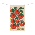 Fresh from the Farmers’ Market Tea Towel – Tomato Cotton Twill Kitchen Towel | Colorful Illustration, Mediterranean Market Design, Gift for Food Lovers