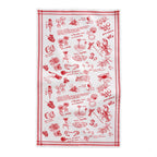 Hand-Drawn Red Italian Food Tablecloth, Summer Dining Decor, Italian Cuisine-Inspired Table Linen, Perfect for Summer Meals
