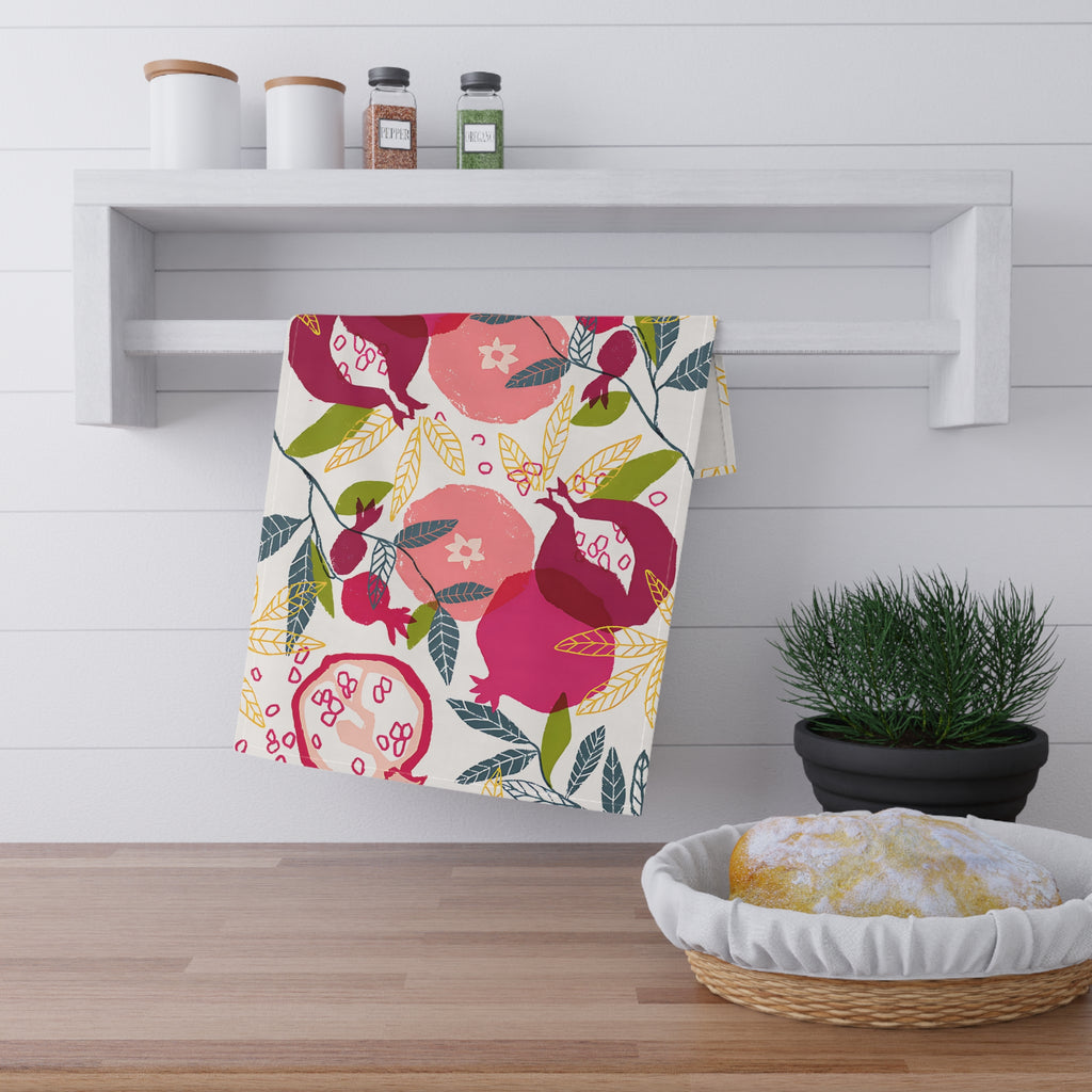 Pomegranate Tea Towel | Colorful Mediterranean Kitchen Towel | Italian-Inspired Dish Cloth