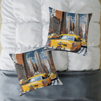 New York City Taxi Pillowcase – 18"x18", 20"x20", 24"x24", 26"x26", 100% Polyester Canvas, Double-Sided Print
