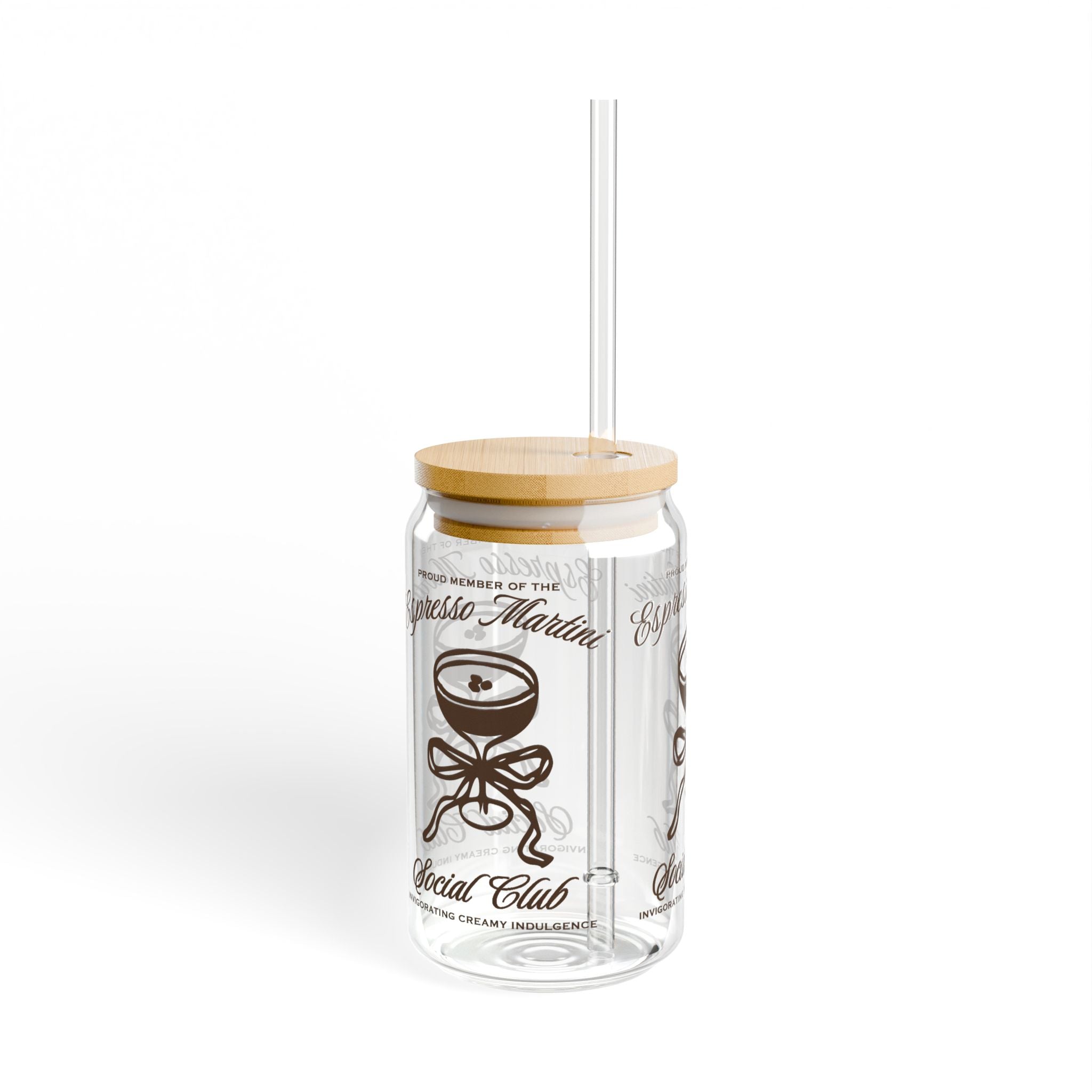 Espresso Martini Social Club Glass Sipper Cup – 16oz Iced Coffee Glass with Straw | Coquette Cocktail Lover Gift | Home Bar & Bachelorette Drinkware