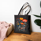 Mediterranean-inspired floral canvas tote bag perfect for shopping, beach days and gifting.