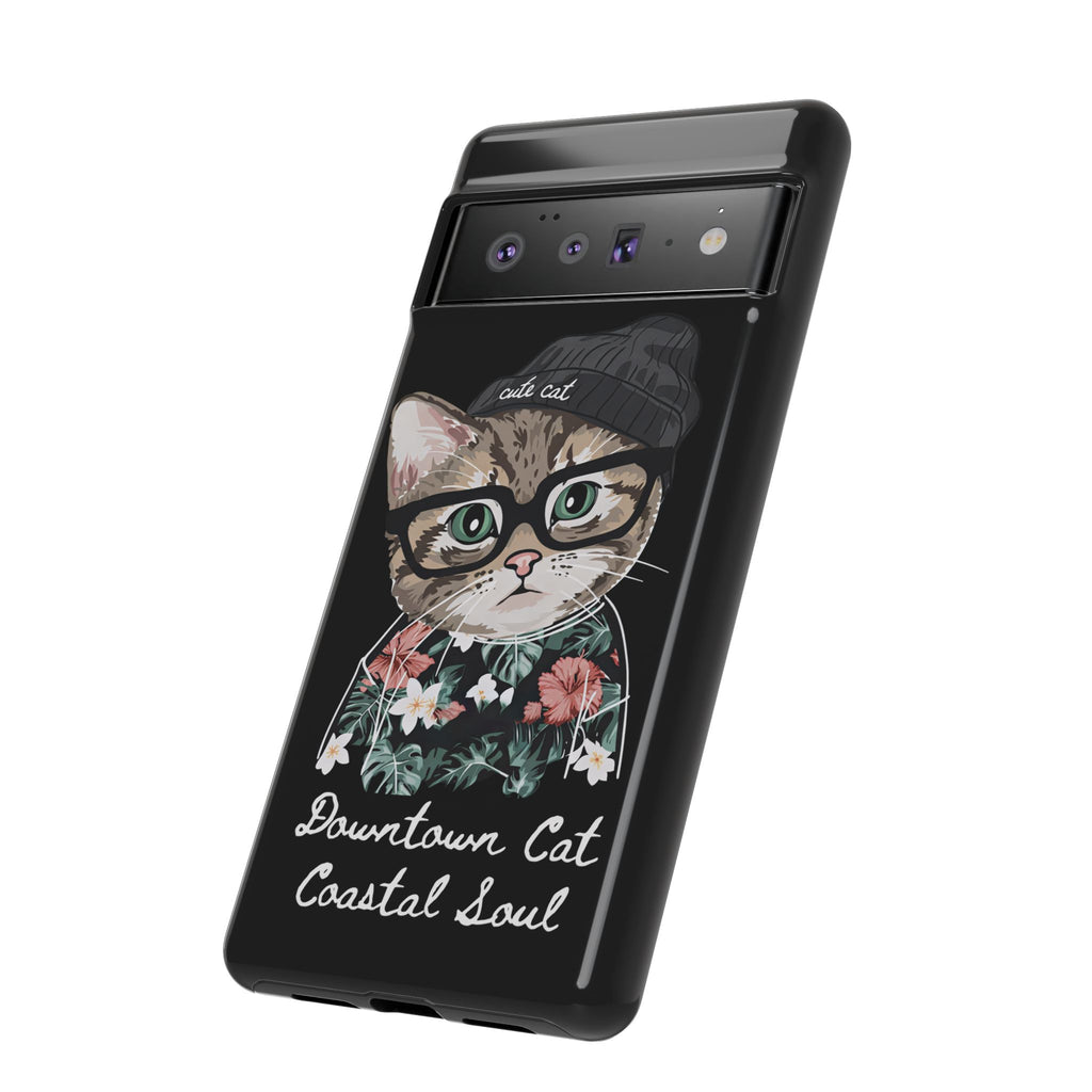 Downtown Cat Coastal Soul Hard Phone Case | Cute Cat Protective Case for iPhone, Samsung & Google Pixel | Gift for friends