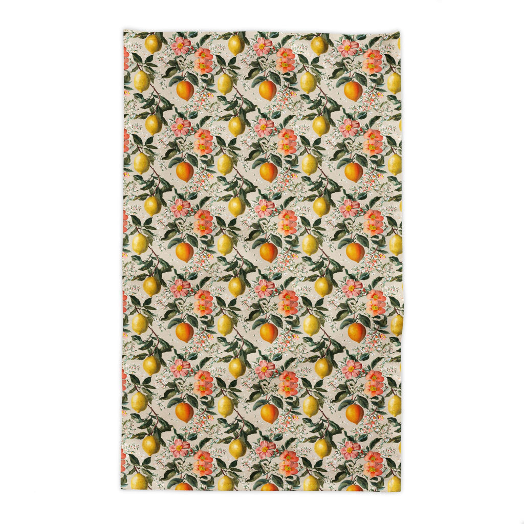 Vintage Amalfi Lemon Tablecloth – 100% Cotton Twill Italian Summer Floral Table Linen