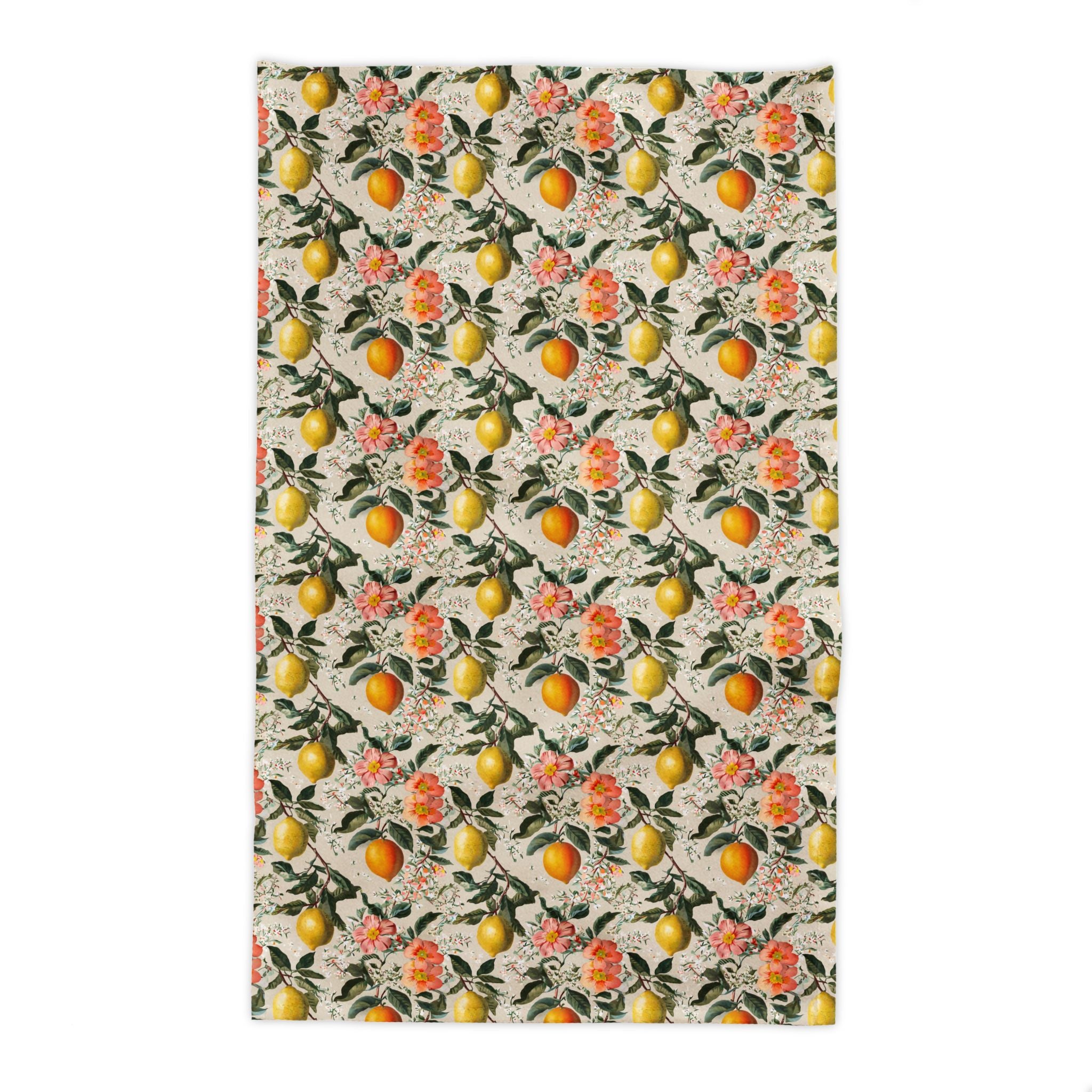 Vintage Amalfi Lemon Tablecloth – 100% Cotton Twill Italian Summer Floral Table Linen