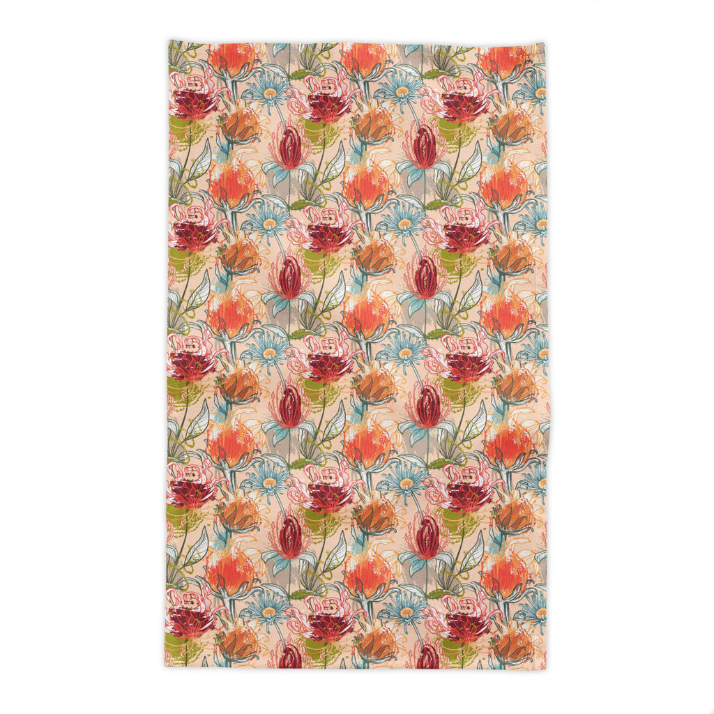 Mediterranean Botanical Tablecloth – Colorful Floral 100% Cotton Twill Table Linen