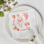 Custom pizza bar napkin personalized with names and date, perfect for Italian-themed receptions and outdoor summer parties.