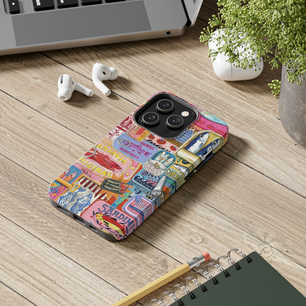 Sardines Fisherman Aesthetic Phone Case – Colorful Mediterranean Cover for iPhone & Samsung | Coastal Summer Sardine Illustration