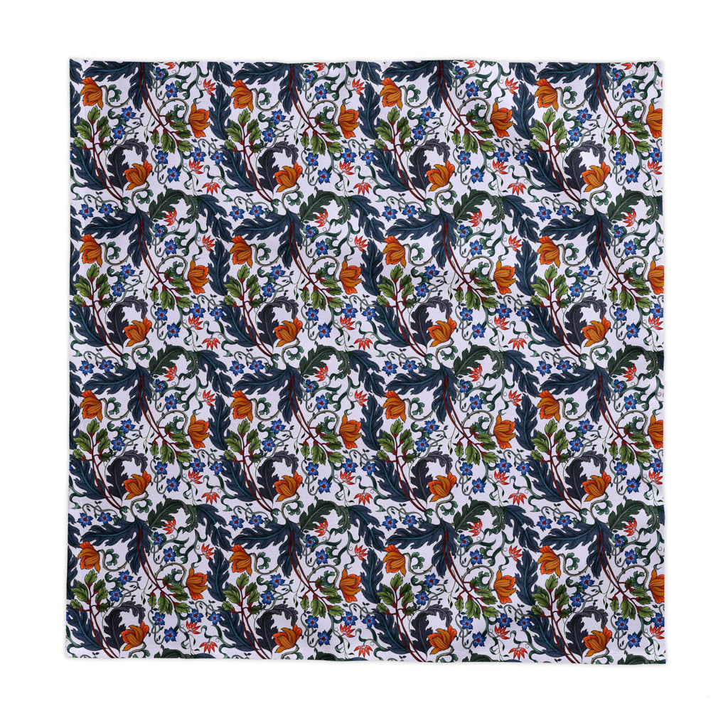 Mediterranean Botanical Tablecloth – Modern Floral Cotton Twill Table Linen