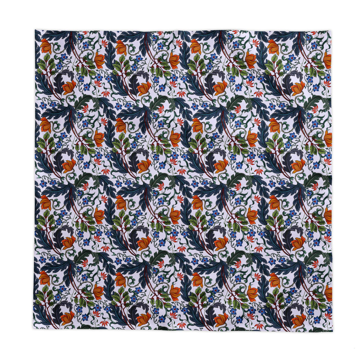 Mediterranean Botanical Tablecloth – Modern Floral Cotton Twill Table Linen