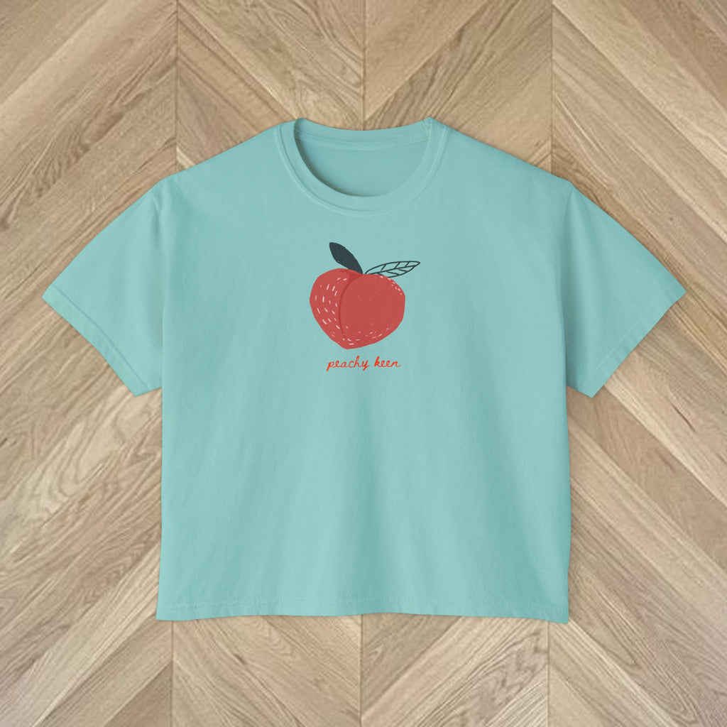 Peachy Keen Crop Shirt, Trendy Graphic Tee, Fun Summer Outfit, Tomato Girl Aesthetic, Trendy Gift for Her