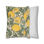 Mediterranean Lemon Faux Suede Cushion | Citrus Botanical Decorative Throw Pillow | Coastal Home Décor