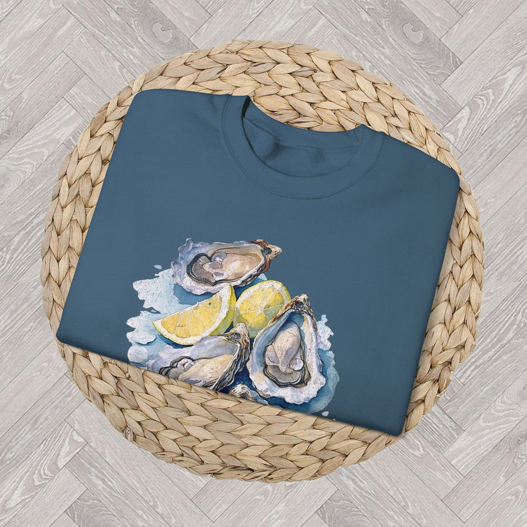 Oyster Shell Sweatshirt – Coastal Aesthetic Pullover with Watercolor Ocean-Inspired Design