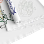 Mediterranean farmhouse table runner perfect for kitchen décor, dining room styling, and housewarming gifts.