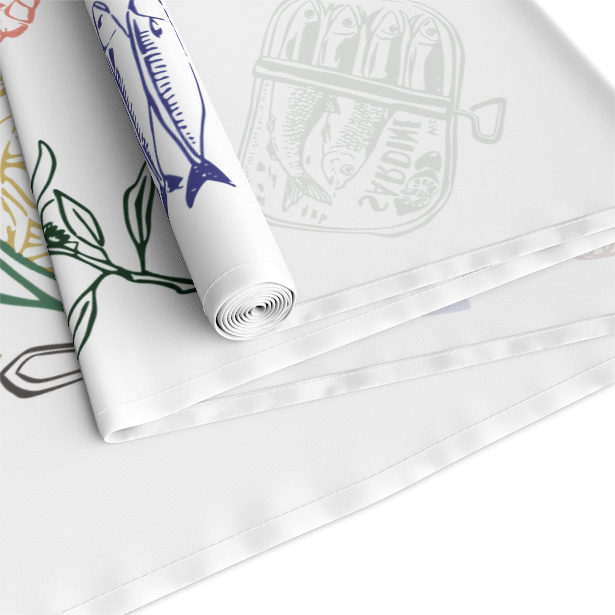 Mediterranean farmhouse table runner perfect for kitchen décor, dining room styling, and housewarming gifts.