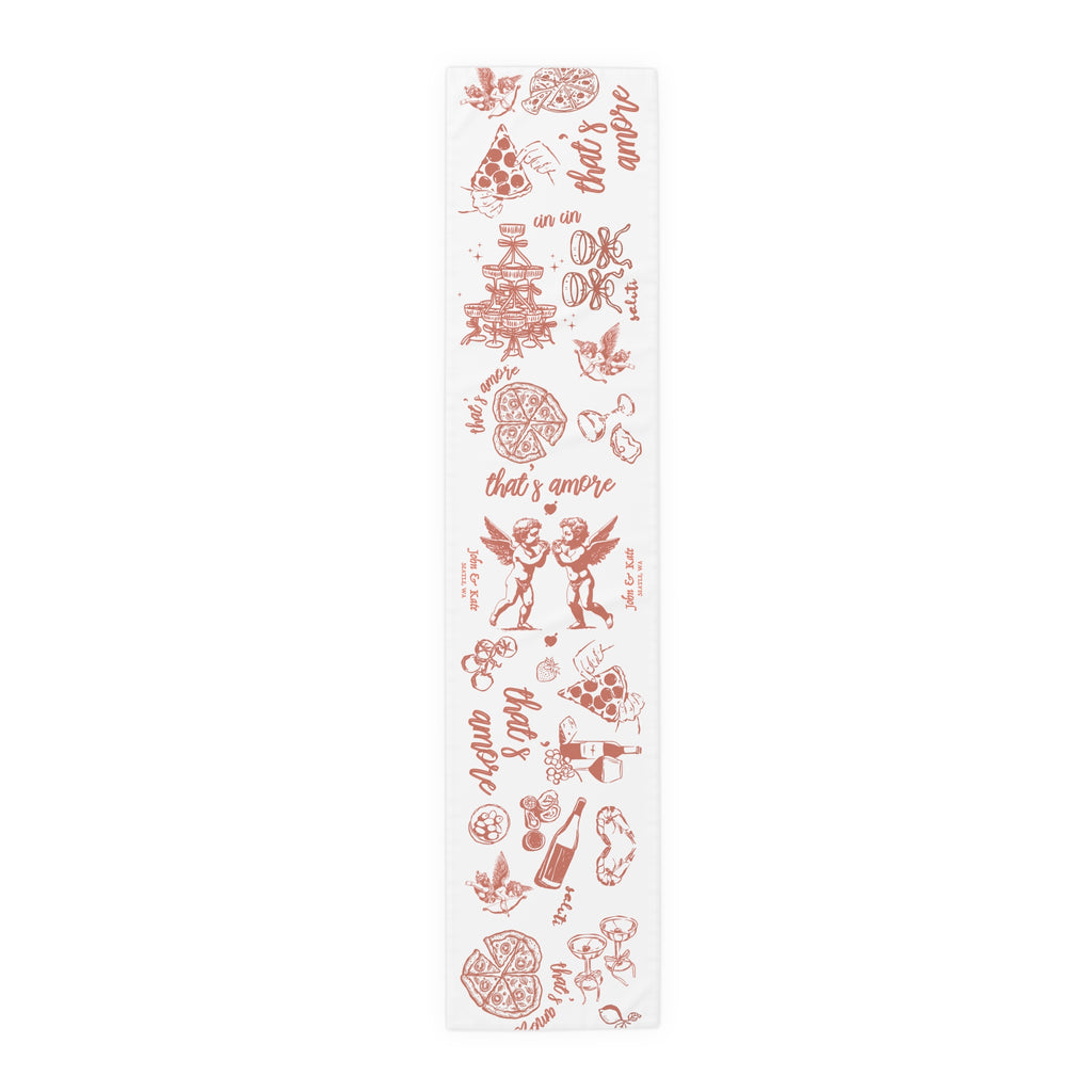 Custom Italian “That’s Amore” Table Runner – Bridal Shower & Wedding Decor, Amalfi Coast Party Linen
