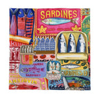 Hand-Painted Mediterranean Sardines Cotton Twill Tablecloth – Colorful Coastal Dining Decor