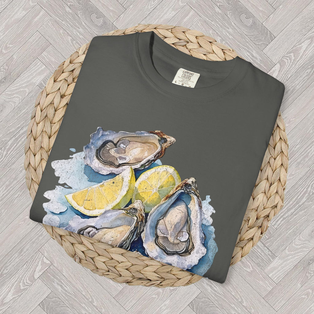 Oyster Shell Comfort Colors T-Shirt – Coastal Seafood Beach Lover Tee, Watercolor Oysters