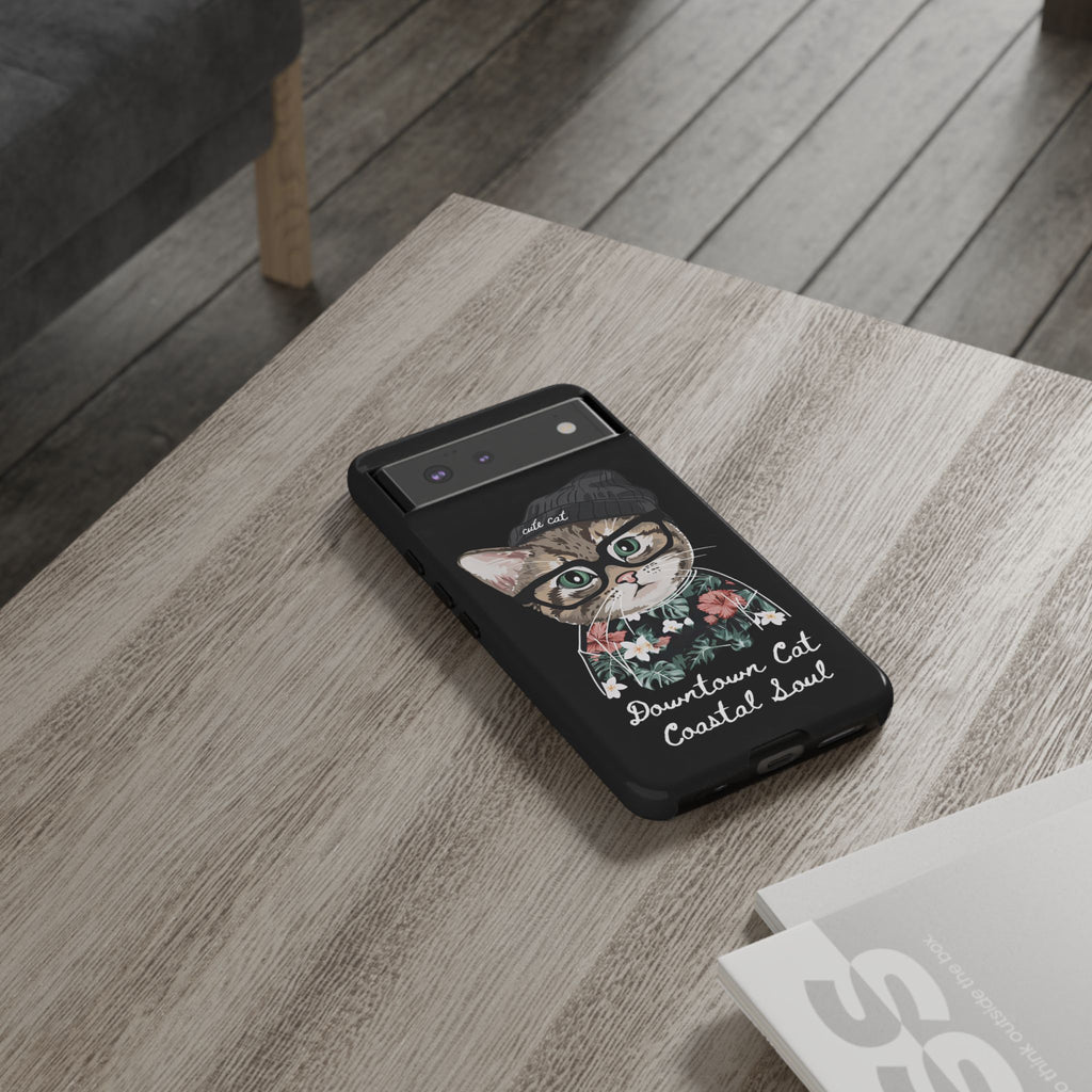 Downtown Cat Coastal Soul Hard Phone Case | Cute Cat Protective Case for iPhone, Samsung & Google Pixel | Gift for friends