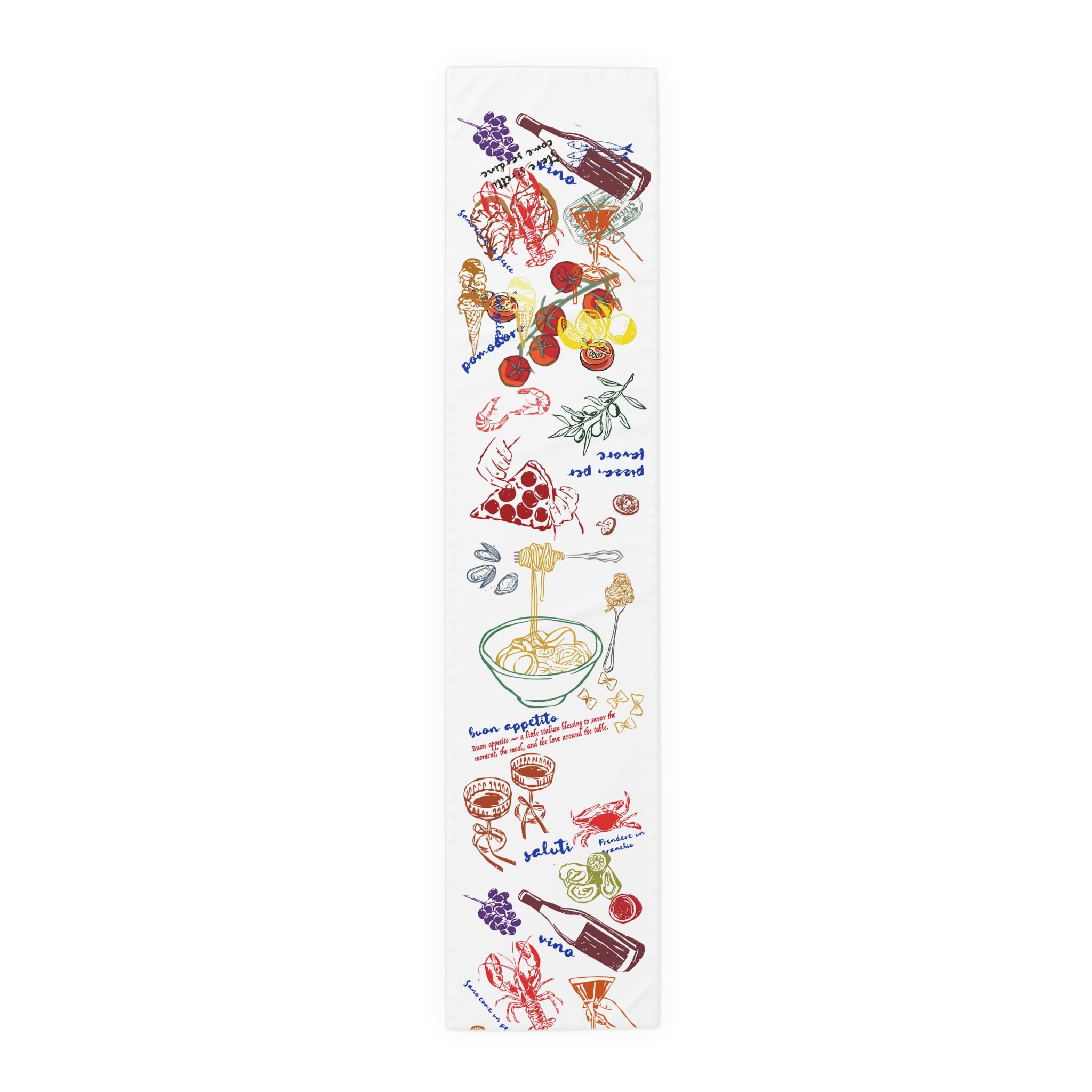 Italian Mediterranean Table Runner – Vintage Kitchen Table Runner | Cotton Twill or Polyester Dining Table Decor | Summer Farmhouse Table Linen