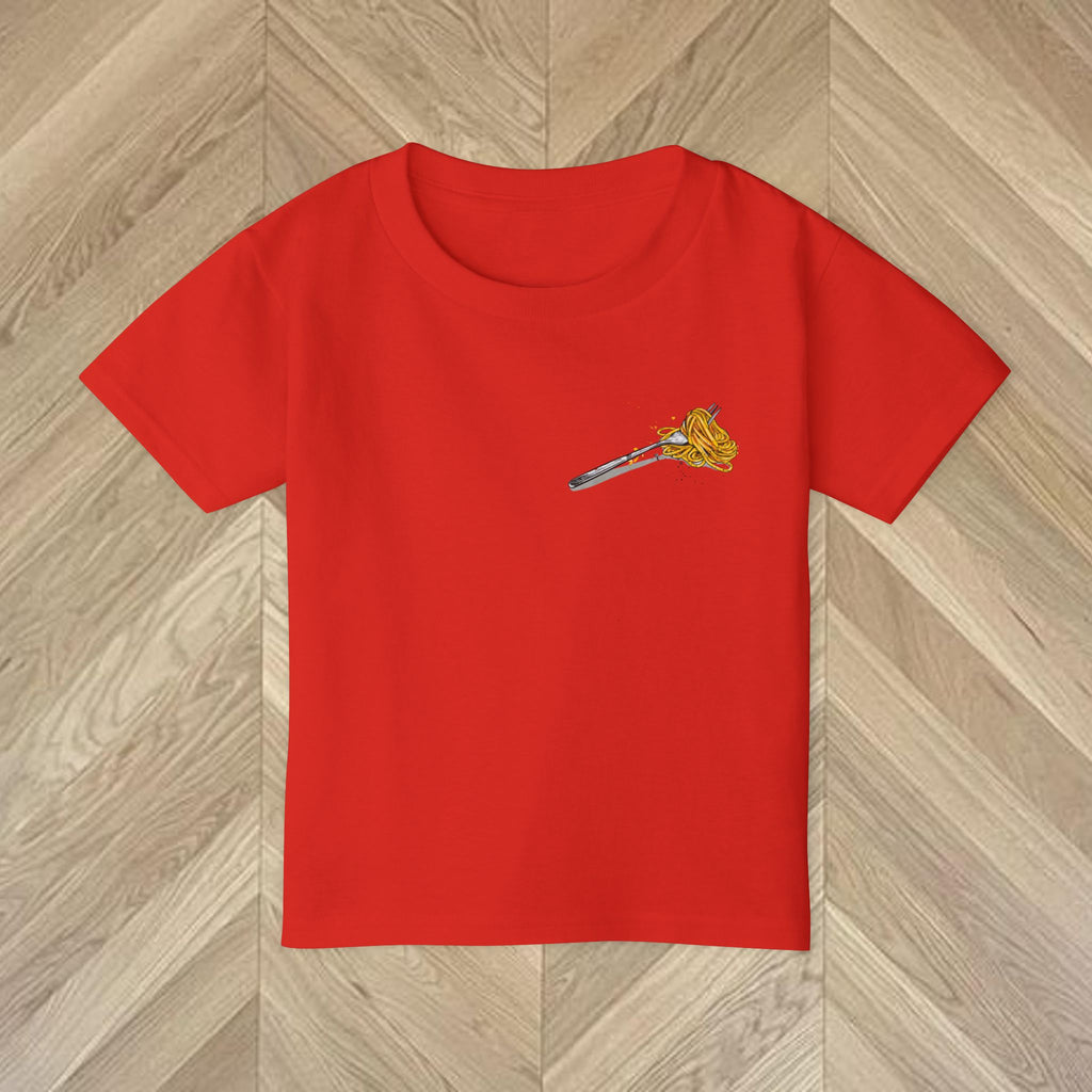 Detail Kids Pasta La Vista Baby T-shirt featuring a colourful spaghetti-inspired graphic design.