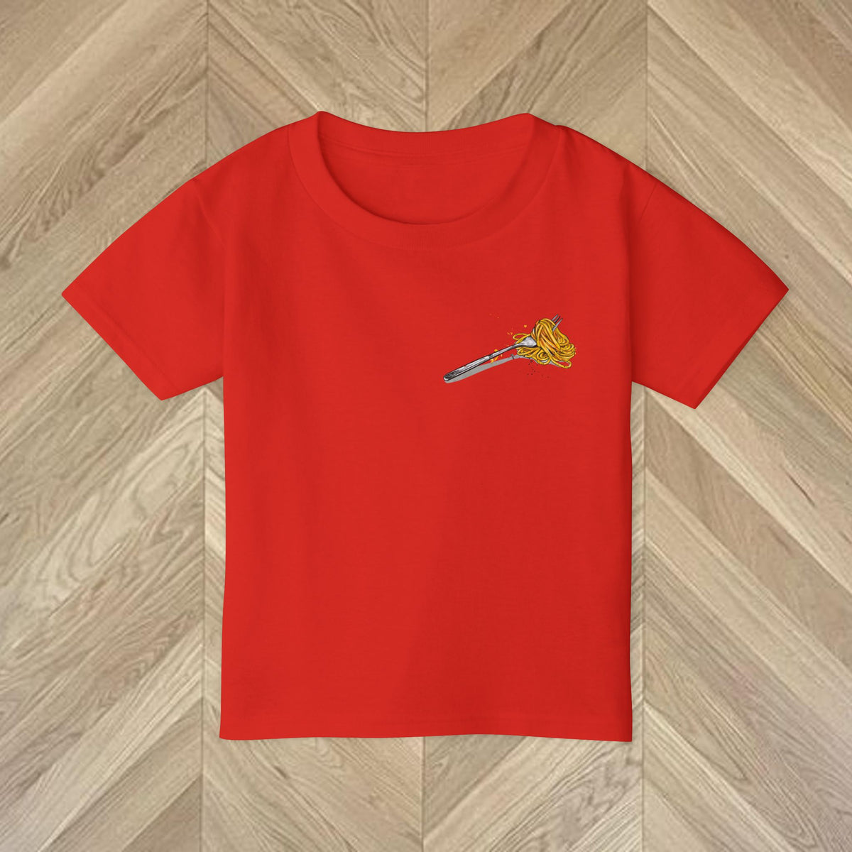 Detail Kids Pasta La Vista Baby T-shirt featuring a colourful spaghetti-inspired graphic design.