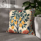 Mediterranean botanical cushion in 18x18 and 20x20 sizes with premium faux suede texture and full insert.