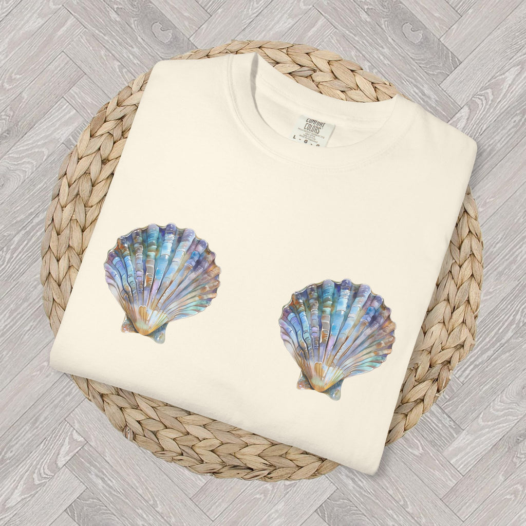 Seashell Bra T-Shirt | Cute Mermaid Beach Shirt | Ocean Style Tee | Summer Vacation Graphic T-shirt for Women