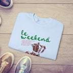 Le Weekend Sweatshirt, Cute French Coffee & Croissant Crewneck, Cozy Colorful Weekend Apparel for Coffee Lovers