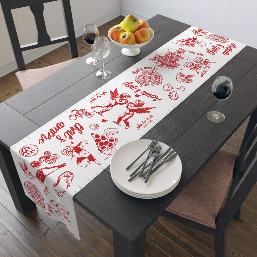 Custom Italian “That’s Amore” Table Runner – Bridal Shower & Wedding Decor, Amalfi Coast Party Linen
