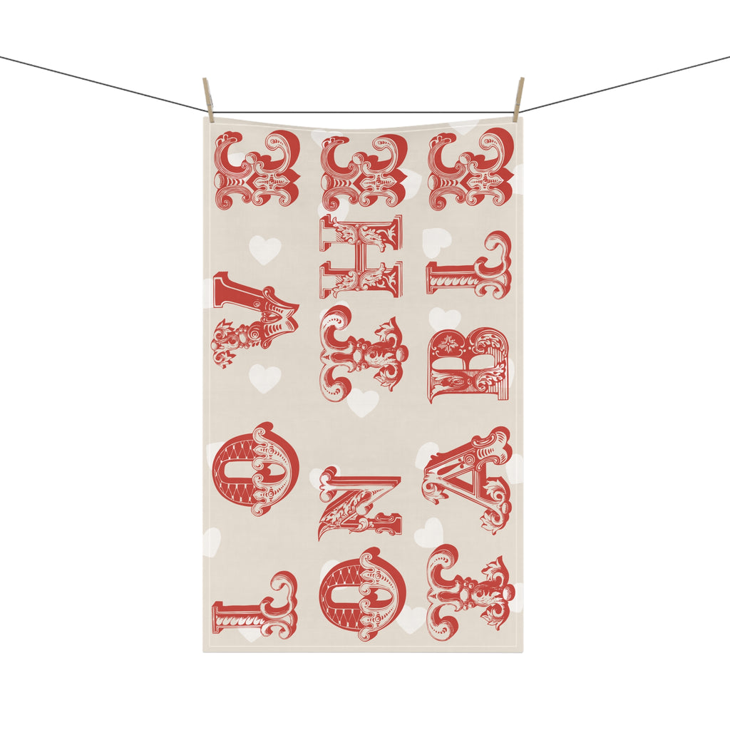 Love On The Table Tea Towel – Vintage Typography Kitchen Linen